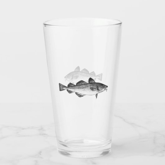 Vintages Fischen - atlantischer Kabeljau Glas (Rückseite)