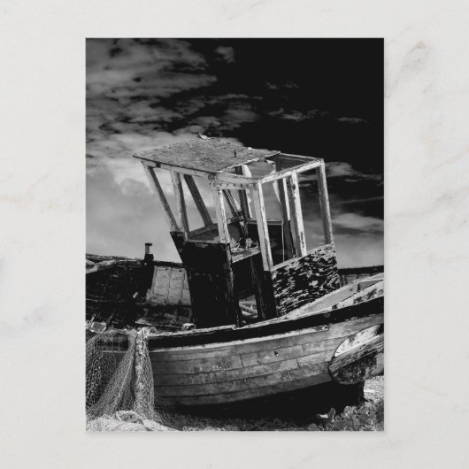 Vintages Fischerboot. Postkarte (Vorderseite)