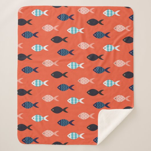 Vintages Fischmuster Fischmuschel Sherpadecke (Vorderseite)