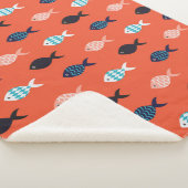 Vintages Fischmuster Fischmuschel Sherpadecke (3/4)