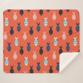 Vintages Fischmuster Fischmuschel Sherpadecke (Vorderseite (Horizontal))