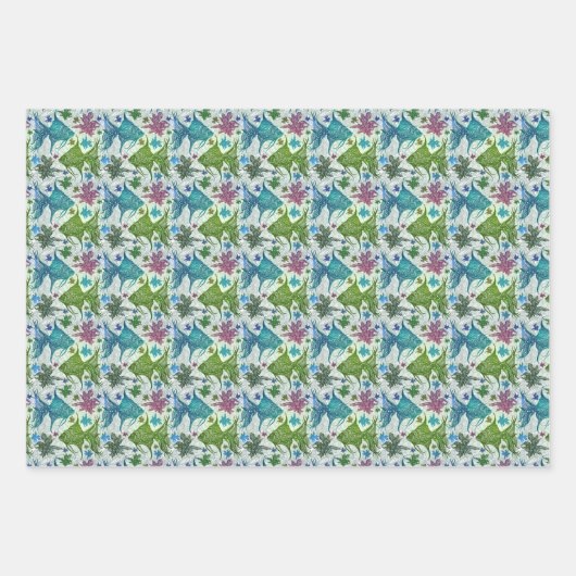 Vintages Fischmuster Geschenkpapier Set (Vorderseite)