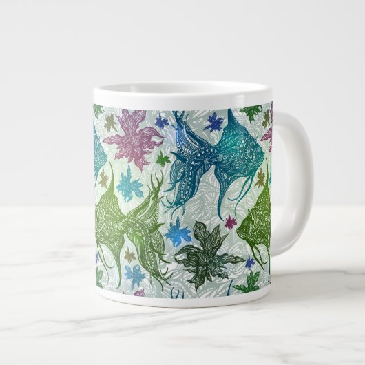 Vintages Fischmuster Jumbo-Tasse (Vorderseite Rechts)