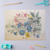 Vintages Flachs und klares botanisches Gewebe Seidenpapier (Basteln)