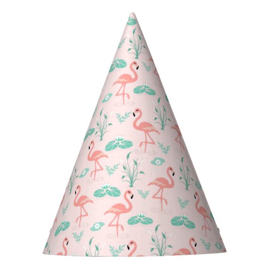 Vintages Flamingo und Water Lily Pattern Partyhütchen (Vorderseite)