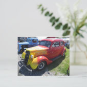 Vintages Flammenfahrzeug Postkarte (Stehend Vorderseite)