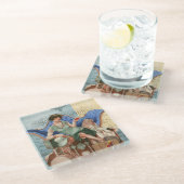 Vintages Flapper Girl aus den 1920er Jahren Glasuntersetzer (Schrägansicht)