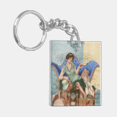 Vintages Flapper Girl aus den 1920er Jahren Schlüsselanhänger (Vorderseite links)