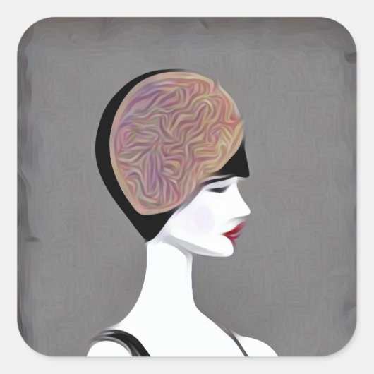 Vintages Flapper Mannequin Quadratischer Aufkleber (Vorderseite)