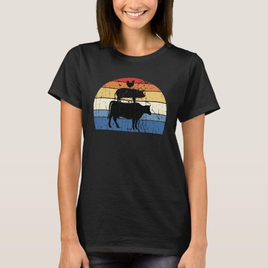 Vintages Fleisch meiner Lebensmittelpyramide Fleis T-Shirt (Vorderseite)