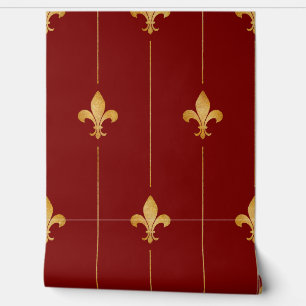 Vintages Fleur-de-Lis Dark Red Tapete