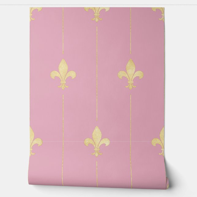 Vintages Fleur-de-Lis Dusky Pink Tapete (Abrollen)