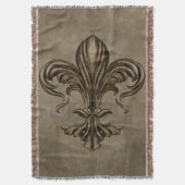 Vintages Fleur-de-lis Sepia Decke (Vorderseite Vertikal)