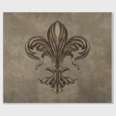 Vintages Fleur-de-lis Sepia Geschenkpapier (Flach)