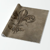 Vintages Fleur-de-lis Sepia Geschenkpapier (Ungerollt)
