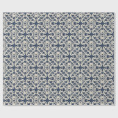 Vintages Fliesenmuster - Navy Blue Geschenkpapier (Flach)