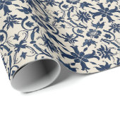 Vintages Fliesenmuster - Navy Blue Geschenkpapier (Rolleneckpunkt)