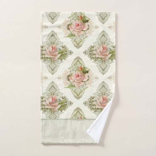 Vintages Flora-Aquarell Rosa Damask Handtuch (Handtuch)