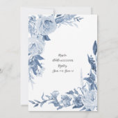 Vintages Flora Chinoiserie Blaues Brautparty Einladung (Rückseite)