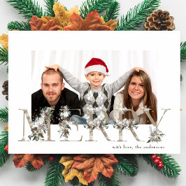 Vintages floral Alphabet MERRY Foto Feiertagskarte