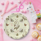 Vintages Floral Butterfly Muster Pappteller (Party)