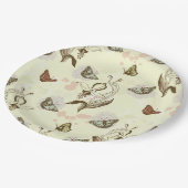 Vintages Floral Butterfly Muster Pappteller (Schrägansicht)