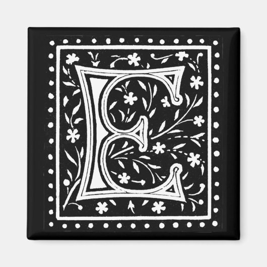 Vintages Floral "E" Monogramm - Magnet (Vorne)