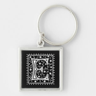 Vintages Floral "E" Monogramm - Schlüsselanhänger