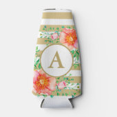 Vintages Floral Gold Monogram Flaschenkühler (Vorderseite)