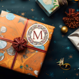 Vintages Floral Monogramm Runder Aufkleber