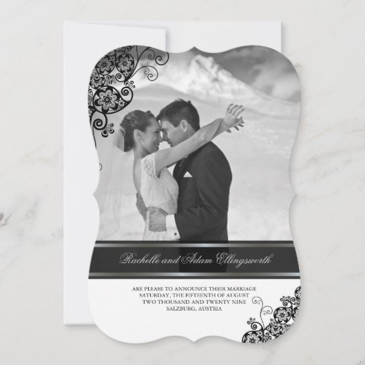 Vintages Floral Paisley Foto Hochzeitsankündigung Einladung (Vorderseite)