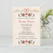 Vintages Floral Pinecone Brautparty Einladung (Stehend Vorderseite)