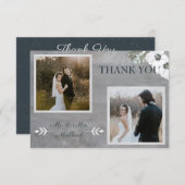 Vintages Floral Zwei Foto Dankeskarte (Vorne/Hinten)