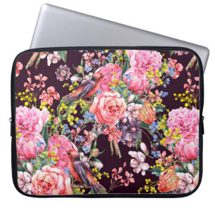 Vintages, florales Aquarellfarben mit Hintergrund Laptopschutzhülle