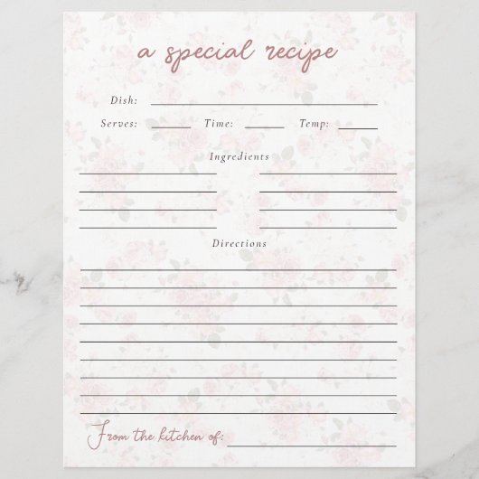 Vintages florales Brautparty Rezeptkarte (Vorderseite)