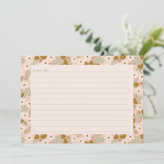 Vintages florales Brautparty Rezeptkarte Dankeskarte (Stehend Vorderseite)