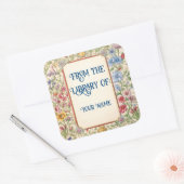 Vintages florales Buchzeichen Quadratischer Aufkleber (Umschlag)