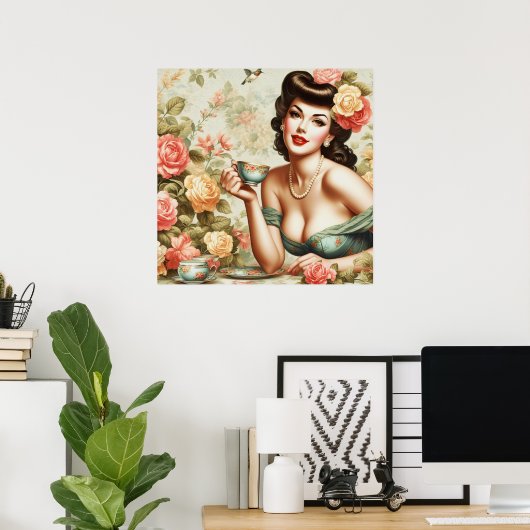 Vintages florales Button Poster (Heimbüro)