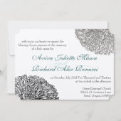 Vintages florales Chrysanthemum Grau Aquamarines A Einladung (Vorderseite)