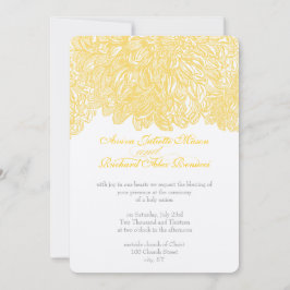 Vintages florales Chrysanthemum Grau und Gelb Einladung