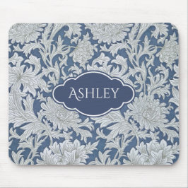 Vintages florales Chrysanthemummuster mit Monogram Mousepad