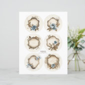 Vintages florales Dusty Blue Ephemera Labels Set (Stehend Vorderseite)