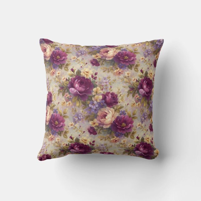 Vintages florales Elegant Botanisch Rustikal Kissen (Rückseite)