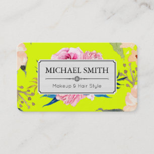 Vintages florales Elegant Moderne Chartreuse-Farbe Visitenkarte
