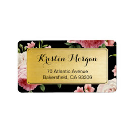 Vintages florales Elegant und klassisches Schwarze Adressaufkleber