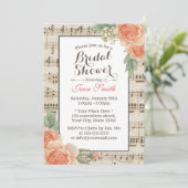 Vintages florales Elegantes Brautparty Einladung (Stehend Vorderseite)