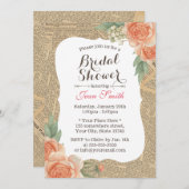 Vintages florales Elegantes Brautparty Einladung (Vorne/Hinten)