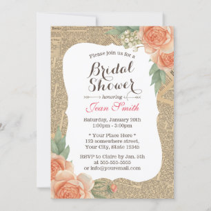Vintages florales Elegantes Brautparty Einladung