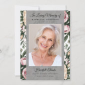 Vintages florales Foto Beerdigung Gedenkstätte Dankeskarte (Vorderseite)