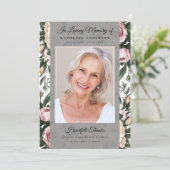 Vintages florales Foto Beerdigung Gedenkstätte Dankeskarte (Stehend Vorderseite)